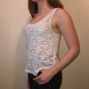 White lacy tank